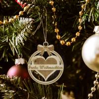 Christbaumschmuck Personalisierbar - Weihnachtsschmuck mit Namen aus Holz - Schneeflocke,Herz oder Weihnachtsbaum Bild 4