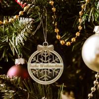 Christbaumschmuck Personalisierbar - Weihnachtsschmuck mit Namen aus Holz - Schneeflocke,Herz oder Weihnachtsbaum Bild 6