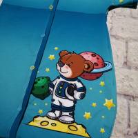 Schlafsack mit Arm bis Gr. 68 blau Muck Astrobär Astronaut petrol blau Bild 2