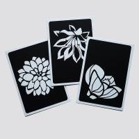 3er Set Postkarten Klappkarten Schwarz-Weiß mit verschiedenen Blüten Bild 1