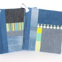 Topflappen Set Patch upcycling Jeans & Baumwolle Bild 1