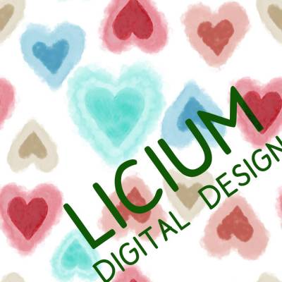 Endlosmuster für Stoffe - Patterndesign - Nahtlosmuster -digitale Datei -Herzen Aquarell-