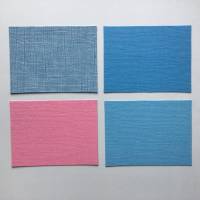 Stanzteile Rechteck mit Struktur, 4 Stück je Farbe, blau, rosa, kleine Karten Kartenaufleger, zum Kartenbasteln Bild 1