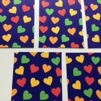Stanzteile kleine Karten mit bunten Herzen, 5 Stück, Rechtecke Herzchen, Kartenaufleger Bild 2