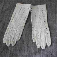 elegante weiße Vintage Handschuhe Leder ungetragen Bild 1