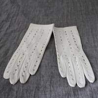 elegante weiße Vintage Handschuhe Leder ungetragen Bild 2
