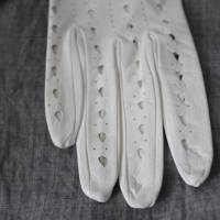 elegante weiße Vintage Handschuhe Leder ungetragen Bild 3