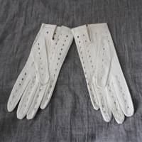 elegante weiße Vintage Handschuhe Leder ungetragen Bild 4