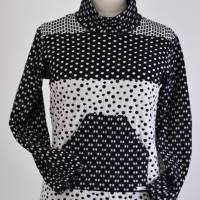 Damen Pullover Struktur Schwarz/Weiß gepunktet Bild 1