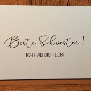 Beste Schwester - Ich hab dich lieb - minimalistische Karte - Geschenkkarte Lieblingsschwester - Geschenk Schwesterherz Bild 2