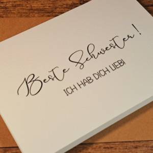 Beste Schwester - Ich hab dich lieb - minimalistische Karte - Geschenkkarte Lieblingsschwester - Geschenk Schwesterherz Bild 4