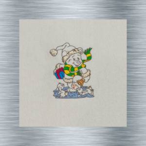 Stickdatei Weihnachtsbärli mit Hasi Bunt + Uni - 13 x 18 Rahmen - Weihnachtsstickerei, weihnachtliche Stickdatei Bild 1