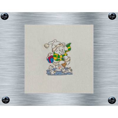 Stickdatei Weihnachtsbärli mit Hasi Bunt + Uni - 13 x 18 Rahmen - Weihnachtsstickerei, weihnachtliche Stickdatei