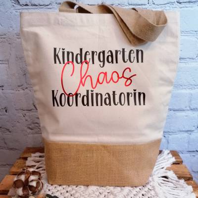 Baumwoll-Jute-Shopper "Kindergarten Chaos Koordinator*in"