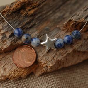 Silberner Stern und blaue Schmucksteine an Edelstahl-Kette - kleines Weihnachtsgeschenk für sie Bild 5