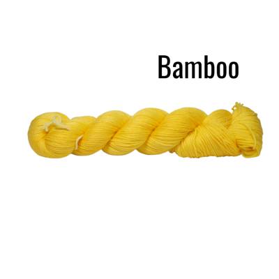 Handgefärbte Sockenwolle mit Bambus, 4fädig,100 g Strang, Farbe: Daffodil