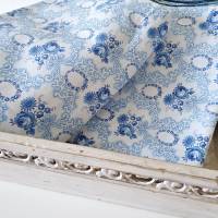 Bettbezug Deckenbezug Rosen Astern Rosenkränze, blau weiß, Bauernstoff Wäschestoff Vintage Landhaus, unbenutzt Bild 1