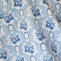 Bettbezug Deckenbezug Rosen Astern Rosenkränze, blau weiß, Bauernstoff Wäschestoff Vintage Landhaus, unbenutzt Bild 2
