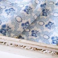 Bettbezug Deckenbezug Rosen Astern Rosenkränze, blau weiß, Bauernstoff Wäschestoff Vintage Landhaus, unbenutzt Bild 6