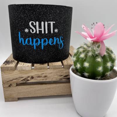 Klorolle Banderole auf schwarzen Glitzer Kunstleder gestickt 