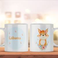 Kindertasse mit Namen und Fuchs für Jungen und Mädchen als Geschenk | Personalisierte Tasse aus Keramik Bild 1