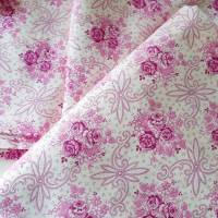 2x Kissenbezug Kopfkissen Bezug Bauernstoff mit Rosen, Blümchen Punkten rosa lila weiß, Wäschestoff Vintage Landhausstil Bild 2