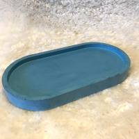 Stylisches Dekotablett, oval aus Beton in blau, puristisch, 18 cm Bild 2