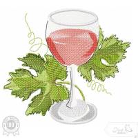 Zauberhaftes Weinglas für alle Weinliebhaber als Stickdatei Bild 1