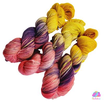 Handgefärbte Sockenwolle Trekking 4fach, Farbe: Tulpenstrauß