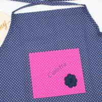 Kinderschürze dunkelblau pink Blume mit Namen personalisiert / Schürze für Kinder / Kochschürze / Backschürze Bild 4