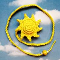 Lesezeichen Sonne Sonnenschein mit langem Band aus Baumwolle gehäkelt Bild 2