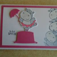 Glückwunschkarte Geburtstagskarte Hippo Nilpferd  Kinder Mädchen Bild 1