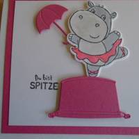 Glückwunschkarte Geburtstagskarte Hippo Nilpferd  Kinder Mädchen Bild 2