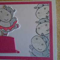 Glückwunschkarte Geburtstagskarte Hippo Nilpferd  Kinder Mädchen Bild 3