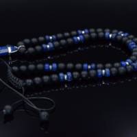 Herren Halskette aus Edelsteinen Lapis Lazuli Onyx und Hämatit mit Amethyst-Anhänger, Länge 61 cm Bild 3