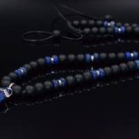 Herren Halskette aus Edelsteinen Lapis Lazuli Onyx und Hämatit mit Amethyst-Anhänger, Länge 61 cm Bild 4