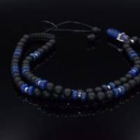 Herren Halskette aus Edelsteinen Lapis Lazuli Onyx und Hämatit mit Amethyst-Anhänger, Länge 61 cm Bild 5