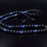 Herren Halskette aus Edelsteinen Lapis Lazuli Onyx und Hämatit mit Amethyst-Anhänger, Länge 61 cm Bild 6