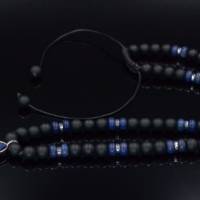 Herren Halskette aus Edelsteinen Lapis Lazuli Onyx und Hämatit mit Amethyst-Anhänger, Länge 61 cm Bild 7