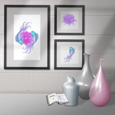 Digiset und Plott Fische mit Seerose