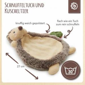 Schmusetuch mit Name | Bedrucktes Schnuffeltuch Junge Igel Waldtiere | Kuscheltier | Geschenk zur Geburt Bild 5