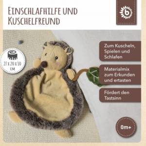 Schmusetuch mit Name | Bedrucktes Schnuffeltuch Junge Igel Waldtiere | Kuscheltier | Geschenk zur Geburt Bild 6