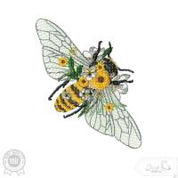 Traumhafte Boho Biene mit Blumen Vollstick Stickdatei Bild 1