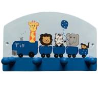 Kindergarderobe "Tierparade Afrika" blau  Garderobe Kinderzimmer Bild 1