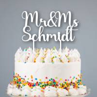 Mr & Ms Cake Topper für Hochzeit personalisiert mit Nachnamen hergestellt mit dem 3D Drucker Bild 1