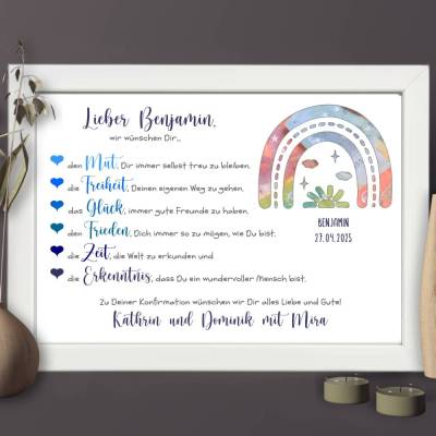 Geldgeschenk zur Konfirmation für Jungen | Konfirmationsgeschenk personalisiert | Erinnerungsrahmen