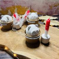 Glücksschwein mit Fliegenpilz-Kerze aus Raysin in einer Geschenkverpackung Bild 2