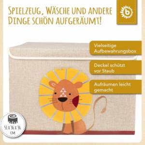 Personalisierte Aufbewahrungsbox Löwe mit Deckel | Korb für Spielsachen | Personalisierte Kinderzimmerdeko Spielzeug Auf Bild 2