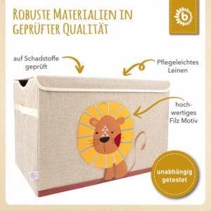 Personalisierte Aufbewahrungsbox Löwe mit Deckel | Korb für Spielsachen | Personalisierte Kinderzimmerdeko Spielzeug Auf Bild 3