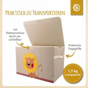 Personalisierte Aufbewahrungsbox Löwe mit Deckel | Korb für Spielsachen | Personalisierte Kinderzimmerdeko Spielzeug Auf Bild 6
